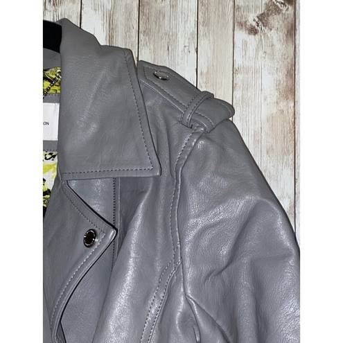 BCBGeneration  BCBG Gray Faux Leather Motorcycle Biker Moto Coat Jacket Size Smal