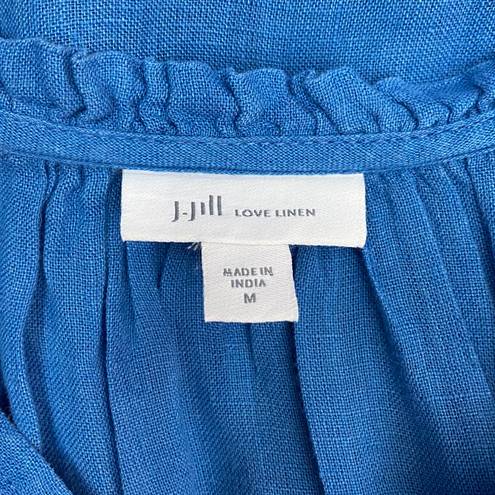 J.Jill  Love Linen Relaxed Peasant Top Blue Size Medium