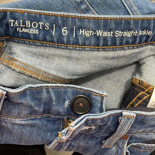 Talbots  Flawless High-Waist Straight Ankle Jeans Size 6 Raw Hem