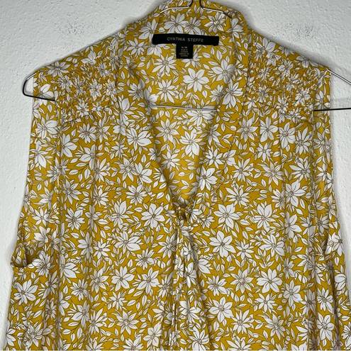 Cynthia Steffe  Yellow White Floral Top Size Medium