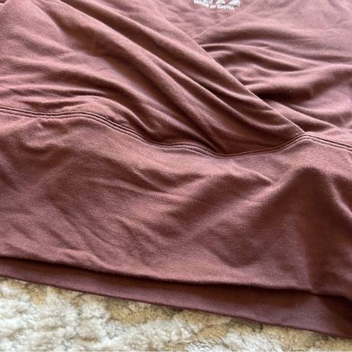 Klassy Network  Soft Modal and Spandex Blend Longsleeve Brown Wrap Crossover Top