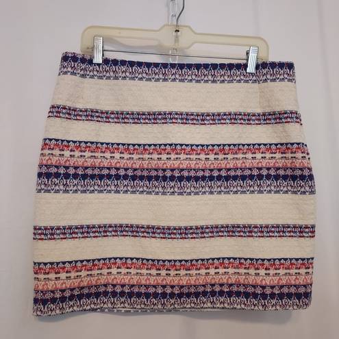 Katherine Barclay  MONTREAL RED, WHITE, BLUE STRIPE TEXTURED MINI PENCIL SKIRT