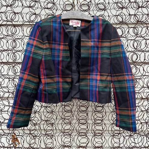 Lee Vintage Henry  Petites Christmas Holiday plaid crop blazer