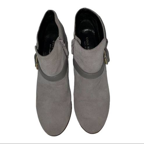 Cole Haan  Hayes Grey Suede Strap Ankle Bootie Size 7.5