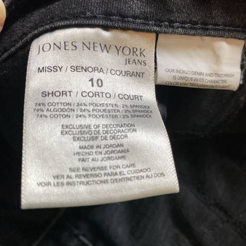 Jones New York  Black Jeans Lexington Straight Embellished Size 10