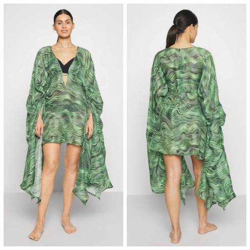 Cult Gaia 💕💕 Bruna Coverup ~ Linen Silk Saltation Basil Green Print Small S NWT