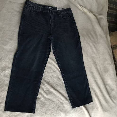 Sonoma Jeans Straight Leg Crop Womens Size 18 Blue Denim High Rise Raw Hem NWT