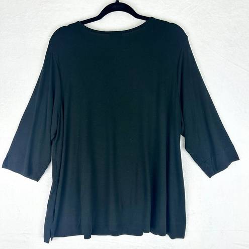 J.Jill  Wearever Collection 3/4 Sleeve Scoop Neck Tee Size 2X Black