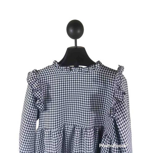 Boohoo  Dogtooth Frill Detail Smock Dress Women’s Size 8