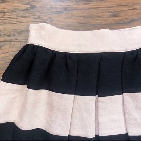 BCBGeneration  • Pleated Mini Skirt tan black stripe Dark Buff pockets full