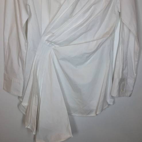 Natori  cotton poplin side drape button doown Blouse White