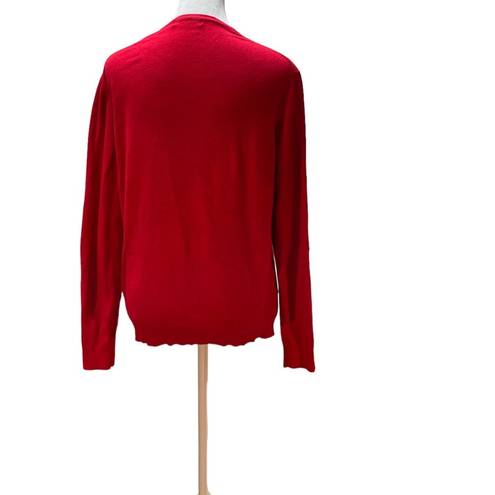 Urban Coco Red Long Sleeve Button Up Women's Cardigan Knit Sweater Size Large