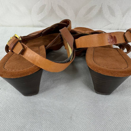 Ralph Lauren Lauren  Lucetta Brown Leather Wedge Sandal Size 8.5