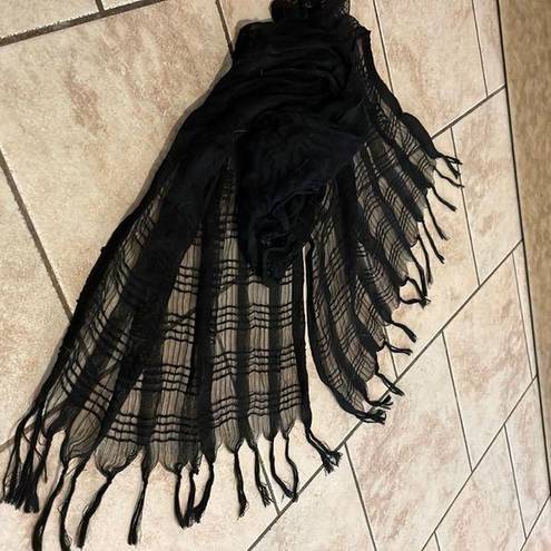 Black Plaid Scarf Shawl