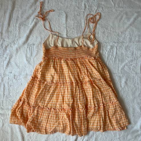 Orange Gingham Babydoll Dress Size M