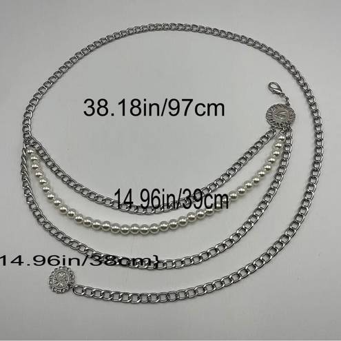 Boho Retro Style Multilayer Silver Plated Alloy Adjustable Waist Chain