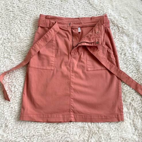 Hugo Boss  Utility Pocket Paperbag High Waist Belted Mini Skirt Size S Peach