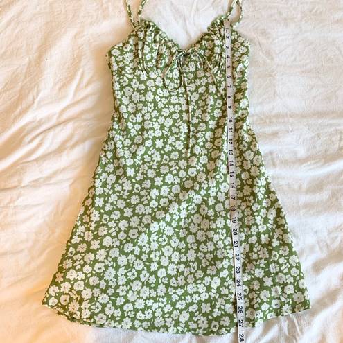 Princess Polly Tasmin Ruffle Tie Mini Dress in Green Floral Size 6