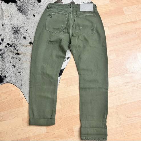 One Teaspoon Messed Up Saints Boyfriend Jeans Size 25 Military Khaki NWOT