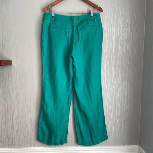 The Loft  Ann Taylor Marisa 10P Teal Linen Relaxed Fit Dress Pants Women's Petites