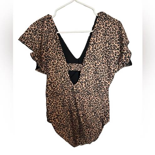 ALBION FIT Albion animal print vneck swimsuit size large