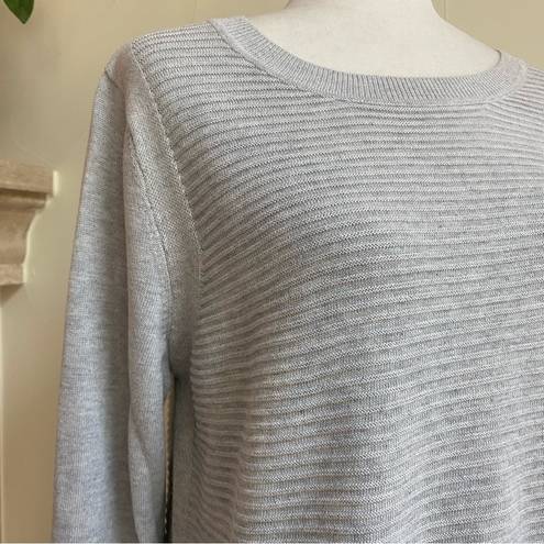 Hilary Radley  Womens Size L Gray White Two Fer Long Sleeve Faux Layered Sweater