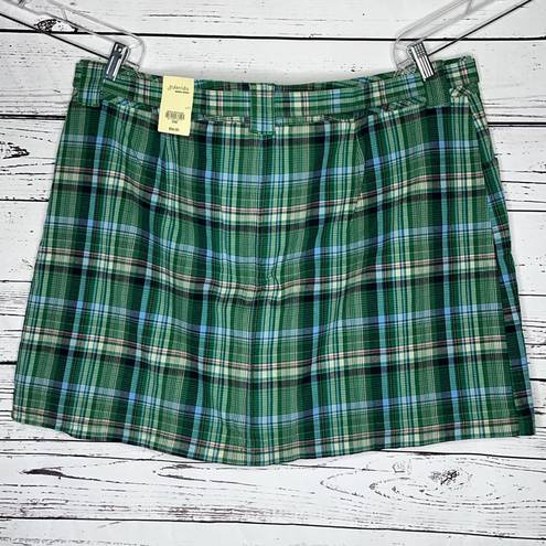 St. John’s Bay  Woman NWT 24W Green & Blue Plaid Stretch Skort - Skirt w/ Shorts