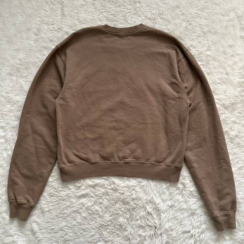 Good American Sweatshirt Crewneck Long Sleeve Pullover Sweater Tan Brown L