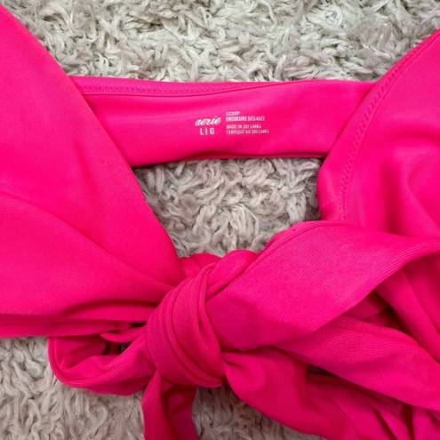 Aerie  Hot Pink Bikini Size Large Top is front bow tie