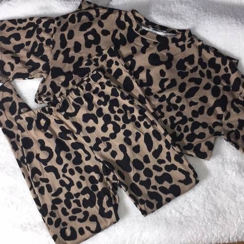 Day & Night  Cheetah print matching Pajama set lounge wear animal print pajama‍