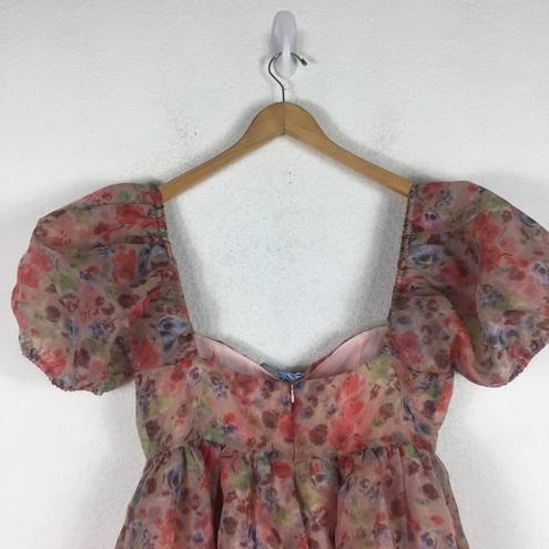 Dolls Kill NWT Sugar Thrillz My Winding Wheel Floral Organza Puff Sleeve Babydoll Dress XL