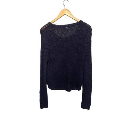 Full Tilt  Navy Blue Scoop Neck Knit Sweater Medium