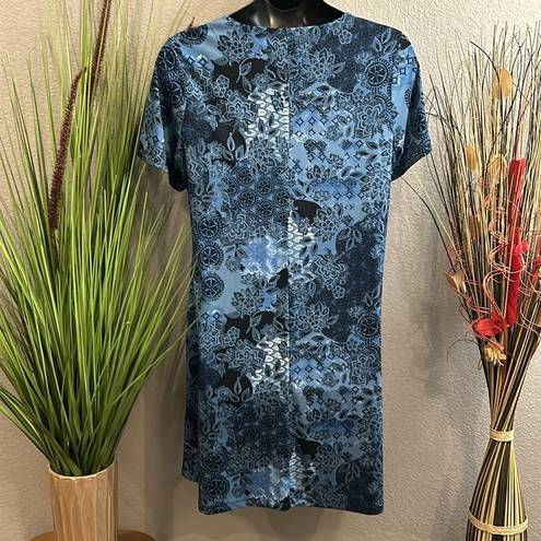 Coldwater Creek # 8  shades of blue knit shirt dress size 1X