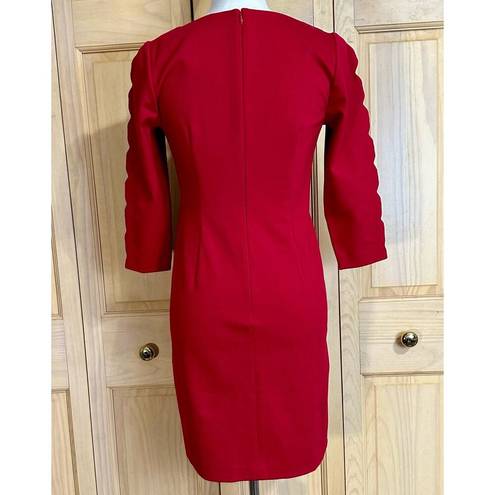 Talbots RSVP by  Red Knee Length 3/4 Sleeve Sheath Dress Sz 2P - fit up to 10/12