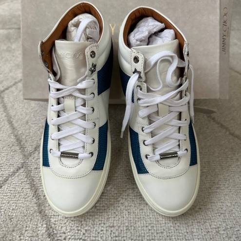 Jimmy Choo NIB  Mailibu Mix White Leather Lace-Up Sneaker Sz 8