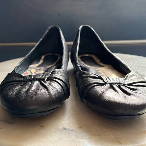Krass&co Born Lily Top Knot Ballet Black Round Toe Flats Padded Sole SZ 7 Good …