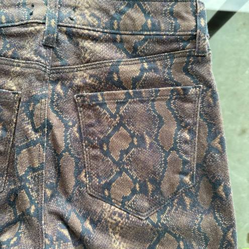 L'AGENCE L’AGENCE Margot High Rise Cropped Skinny Python Snake Print Jeans Brown 25 NWOT