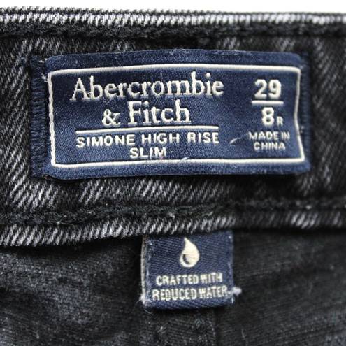 Abercrombie & Fitch  Womens 8 Simone High Rise Slim Jeans Black Grunge Distressed