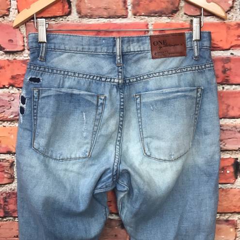 One Teaspoon One by  Saints Baggy Bowed Leg Ultra Distressed Jeans