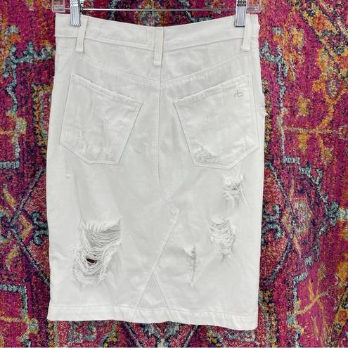 Rag and Bone  Destroyed Distressed White Denim Pencil Skirt