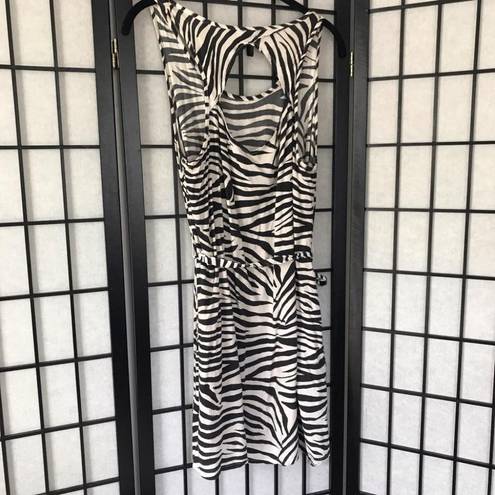 Divided Zebra Animal Print Dress Black White Medium