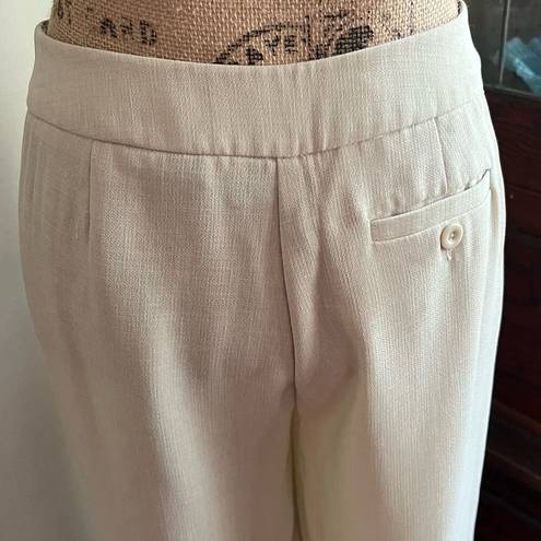 Krass&co Vintage NY& Trousers 6 PETITE Beige Loose Leg Mid Rise Seersucker Women 90s