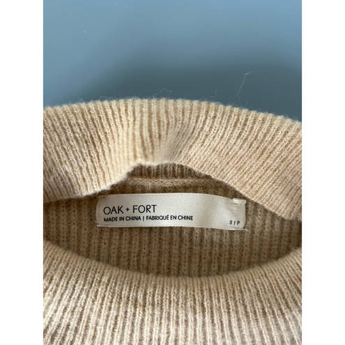 Oak + Fort  womens sweater tan size S mock neck long sleeves ribbed