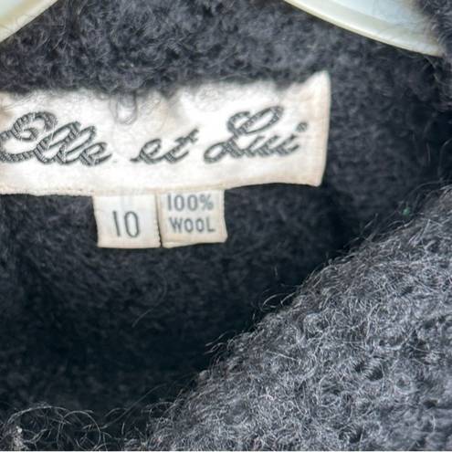 Elle  et Lui Wool Wrap Coat with Black Fox Tails