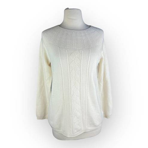 Brooks Brothers  Women 100% Cashmere Sweater | Cable Knit | White Cream