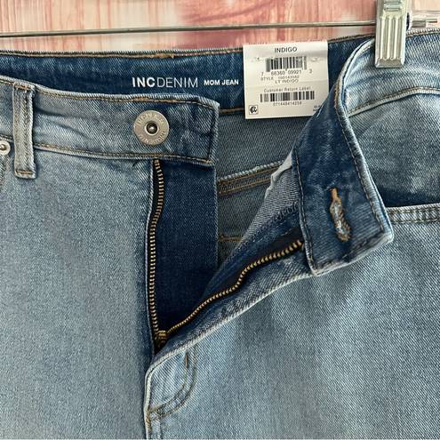 INC  Light Indigo High Rise Studded Cropped Mom Jeans