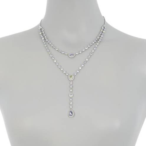 Givenchy | NWT Double Layered Crystal Rhodium Pave Y-Necklace