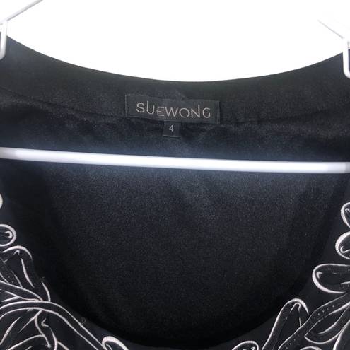 Sue Wong  Black and White Ribbon Swirl Dress Size 4