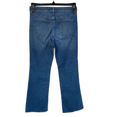 Uniqlo  SZ 4 Ankle Jeans High-Rise Medium Wash Pockets Zip-Fly Blue Frayed Hems