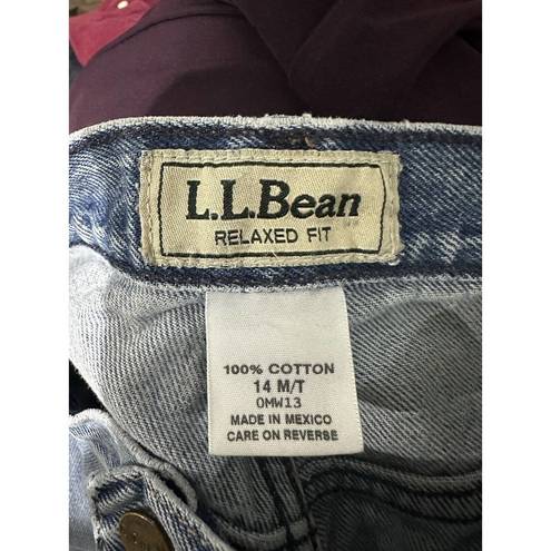 L.L.Bean Vtg 90’s  Jeans Relaxed Fit Women Sz 14 Tall Grunge Distressed Baggy​​